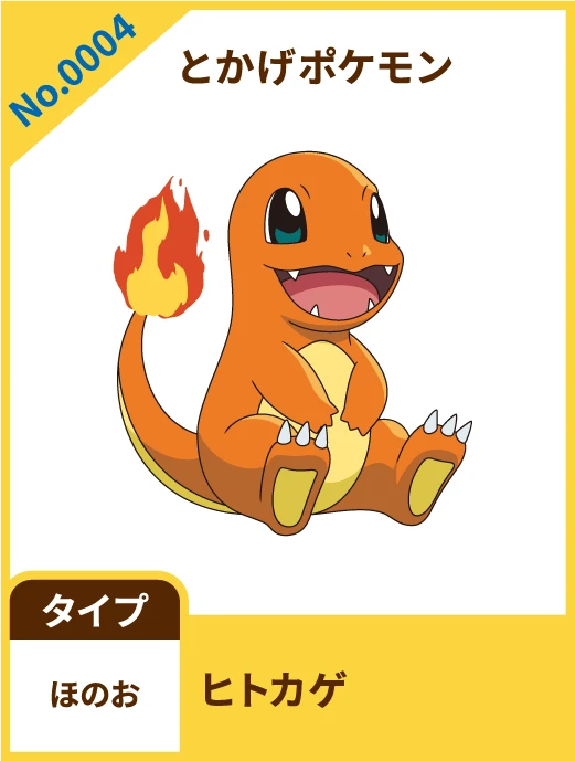 No.0004 とかげポケモン ヒトカゲ タイプ ほのお