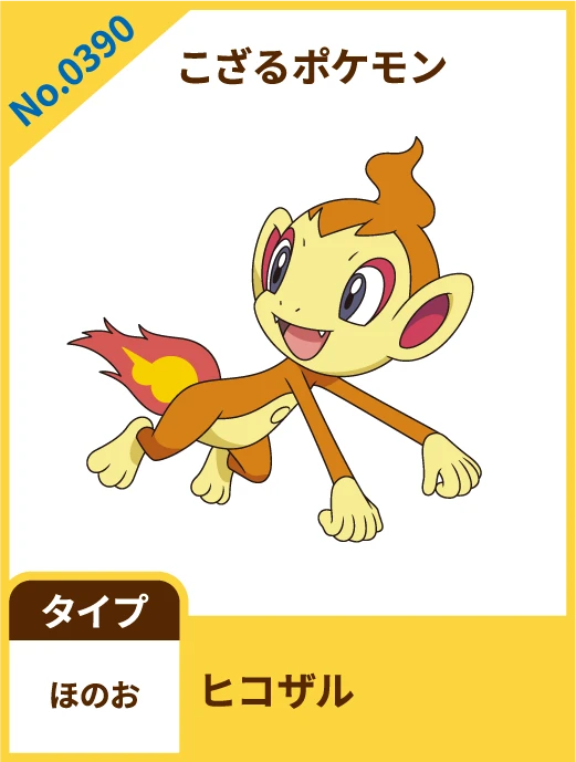 No.0390 こざるポケモン ヒコザル タイプ ほのお
